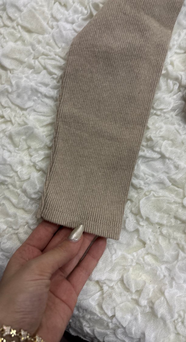 Kadın Bej Uzun Kollu Triko Kazak - Görsel 4