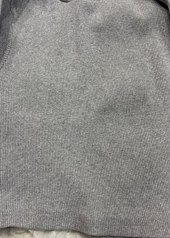 Gri Kadın Uzun Kollu Sweatshirt Crop - Görsel 2