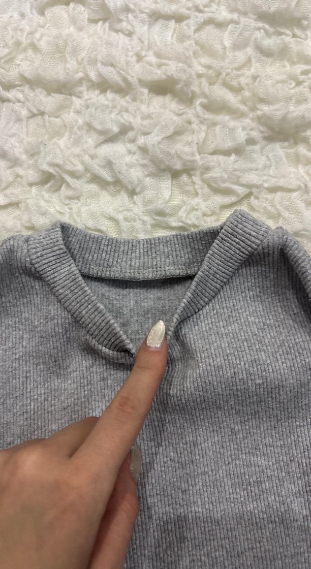 Gri Kadın Uzun Kollu Sweatshirt Crop - Görsel 5