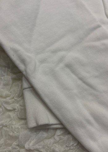 Kadın Beyaz Fermuarlı Yumuşak Sweatshirt - Görsel 4