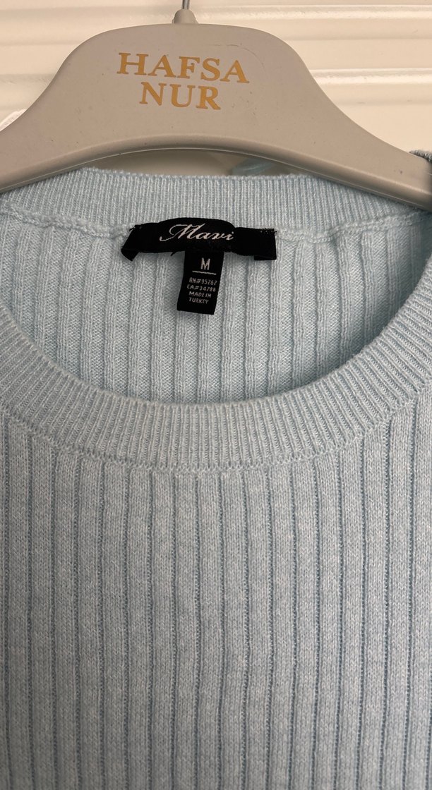 Mavi Kadın Örgü Uzun Kollu Kazak - Görsel 2