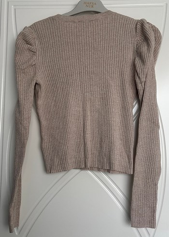 Mavi Marka Bej Uzun Kollu Fitilli Örgü Kazak - Görsel 7