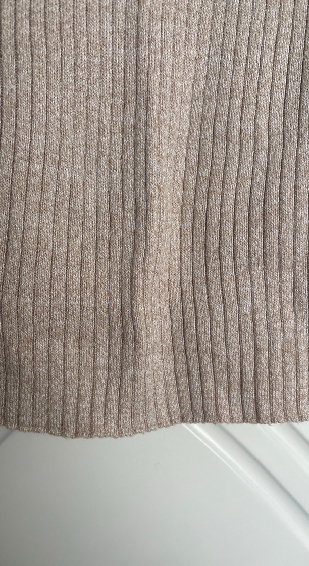 Mavi Marka Bej Uzun Kollu Fitilli Örgü Kazak - Görsel 5