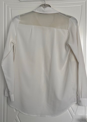 Fermuarlı Beyaz Kadın Gömlek - Görsel 7