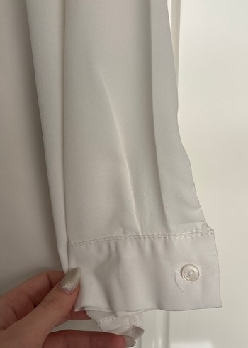 Fermuarlı Beyaz Kadın Gömlek - Görsel 6