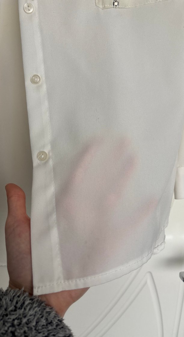 Fermuarlı Beyaz Kadın Gömlek - Görsel 5