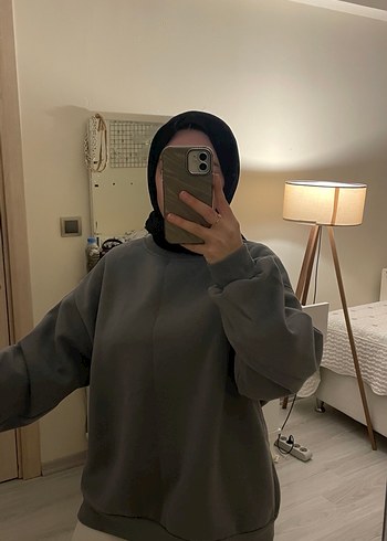 Diğer Gri Oversize Kadın Sweatshirt
