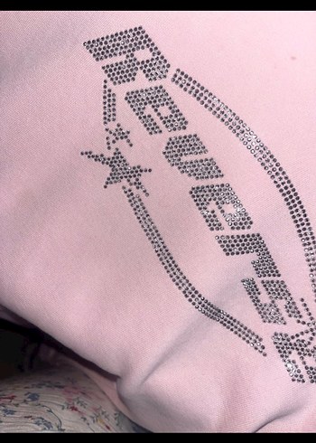 universal Beden pembe Renk Pastel Pembe Kapüşonlu Kadın Sweatshirt