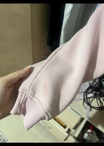 H&M Pastel Pembe Kapüşonlu Kadın Sweatshirt