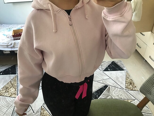 Addax pembe crop ceket