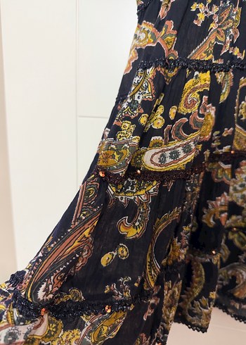 Desenli Bohem Mini Elbise - Görsel 4