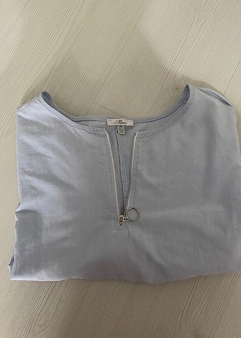 38 Beden Gri Bohem Uzun Hamile Bluzu V Yaka