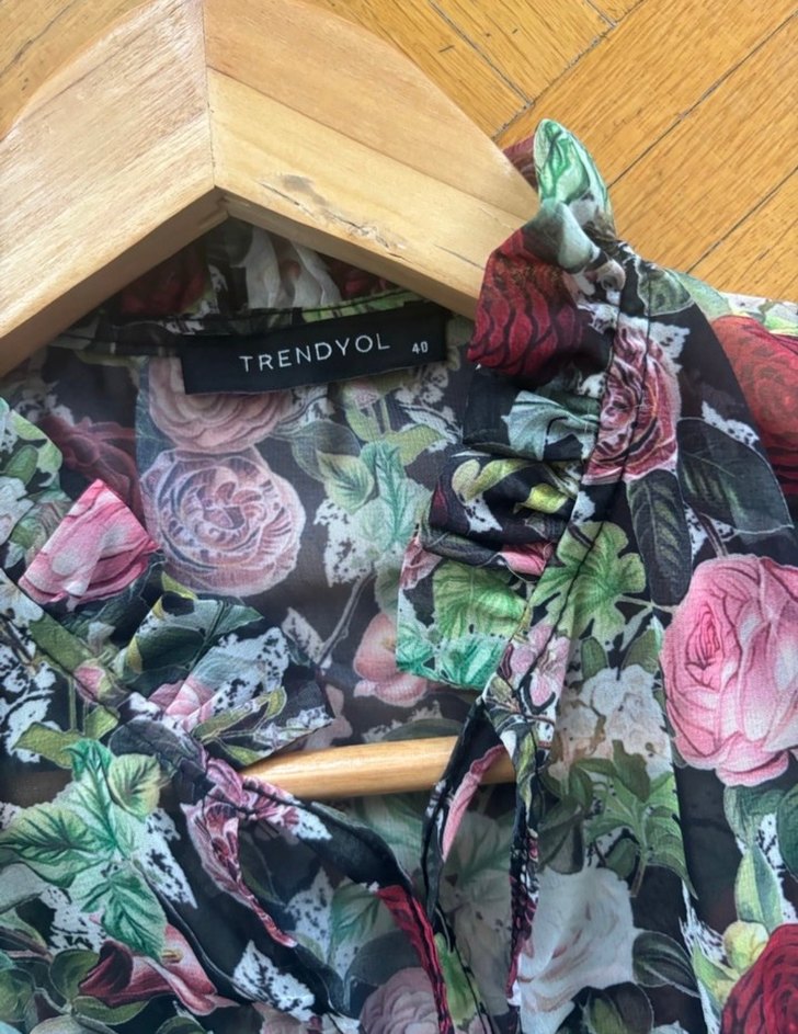 Çiçek Desenli Bohem Uzun Kollu Elbise - Görsel 5