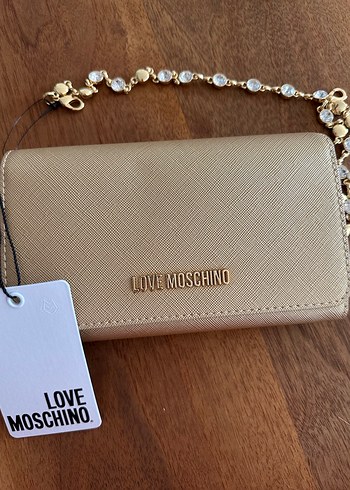 Love Moschino Altın taşlı Zincir Detaylı cüzdan kartlık Seti - Görsel 11