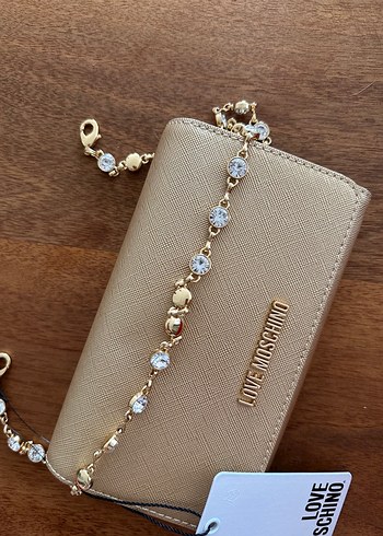 Love Moschino Altın taşlı Zincir Detaylı cüzdan kartlık Seti - Görsel 6