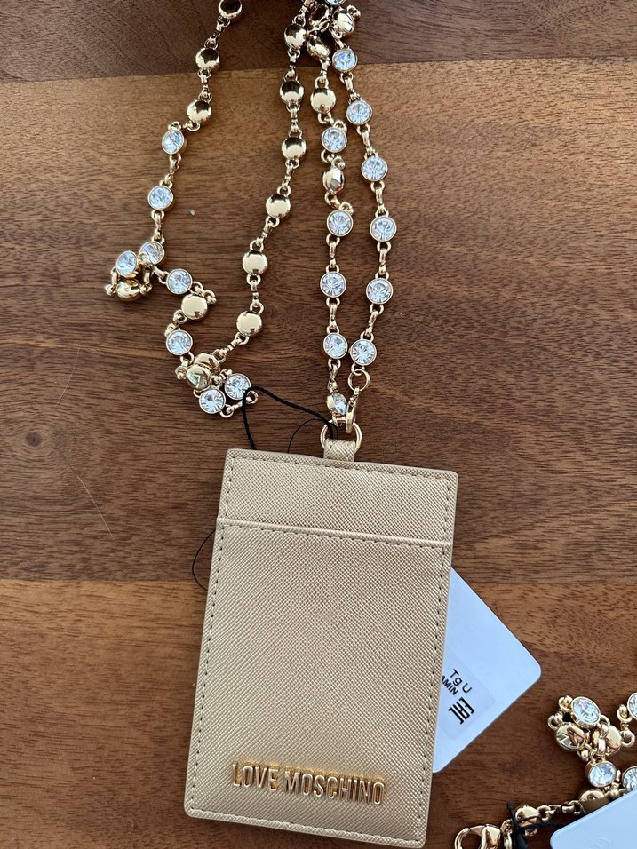 Love Moschino Altın taşlı Zincir Detaylı cüzdan kartlık Seti - Görsel 4