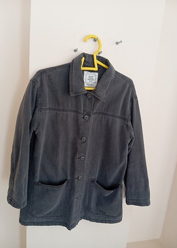 Gri Düğmeli Kadın Kot Ceket - Görsel 4