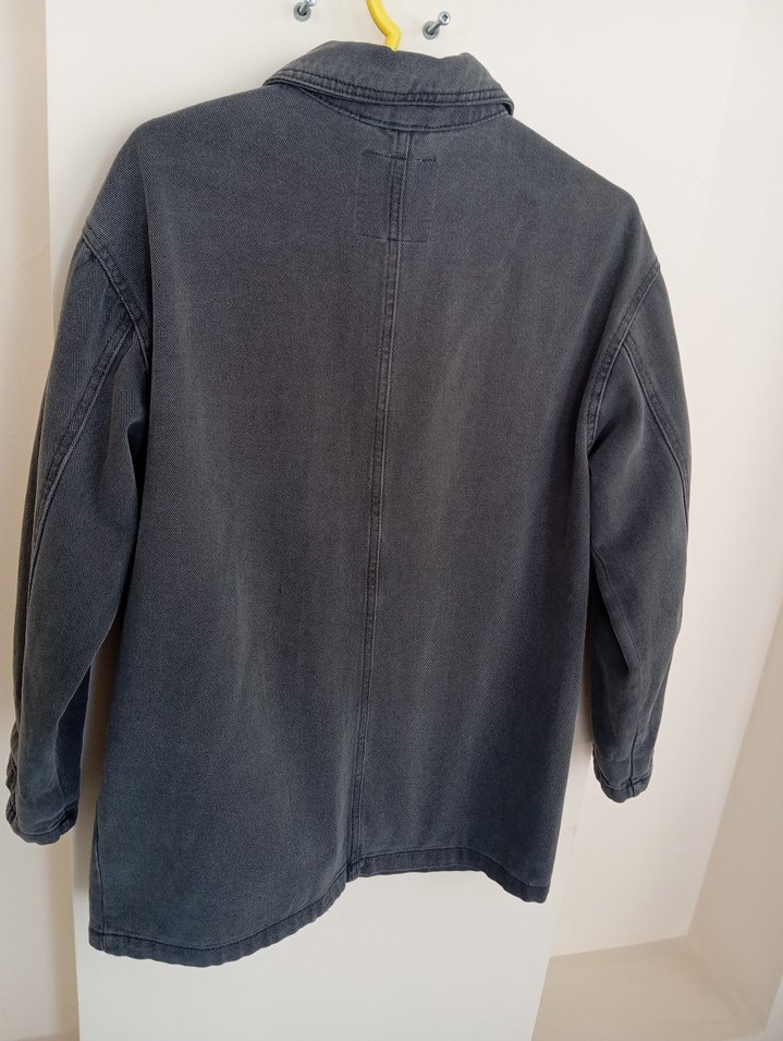 Gri Düğmeli Kadın Kot Ceket - Görsel 2