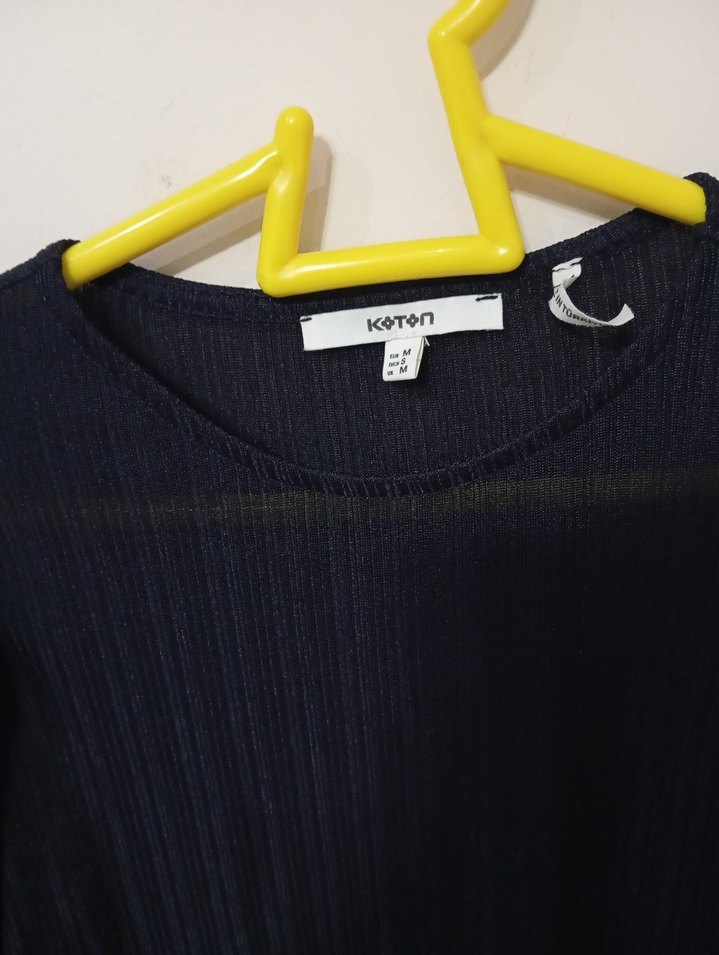 Pilili Siyah Kadın Bluz Kısa Kollu - Görsel 3