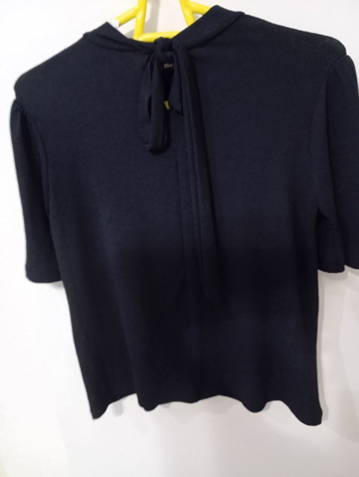 Siyah Kadın Kısa Kollu Bluz - Görsel 4