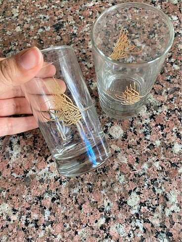 Paşabahçe İki adet osmanlı tuğralı bardak