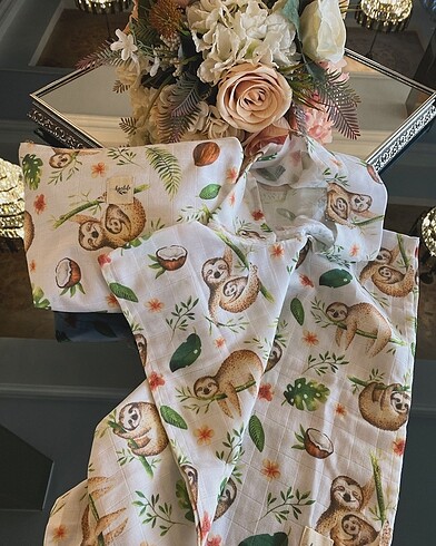 Müslin bebek panço ve çanta