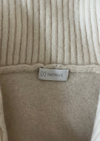 Network Yünlü Beyaz Yüksek Yakalı Hırka