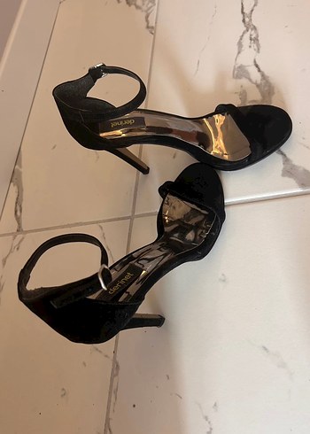 Koyu Siyah Yılan Desenli Tokalı Stiletto - Görsel 2