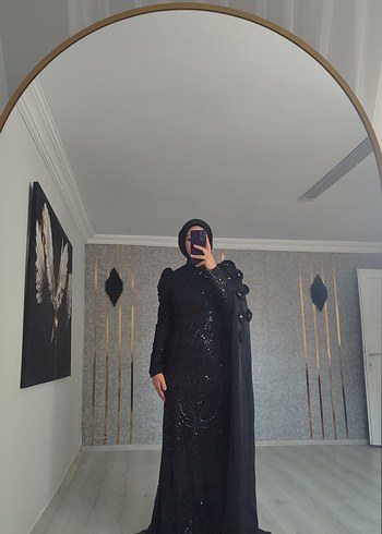 40 Beden Siyah Uzun Drapeli Gotik Abiye Elbise
