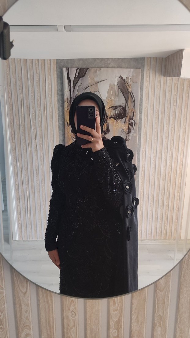 Siyah Uzun Drapeli Gotik Abiye Elbise - Görsel 2