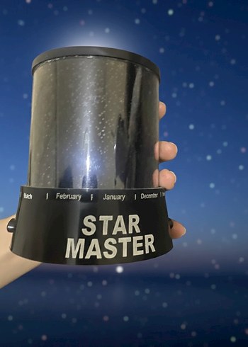 Ay ve Yıldız Desenli Siyah gece lambası - Görsel 3