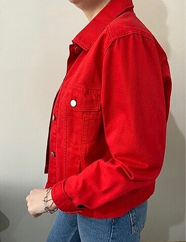 H&M Kırmızı kot ceket hm