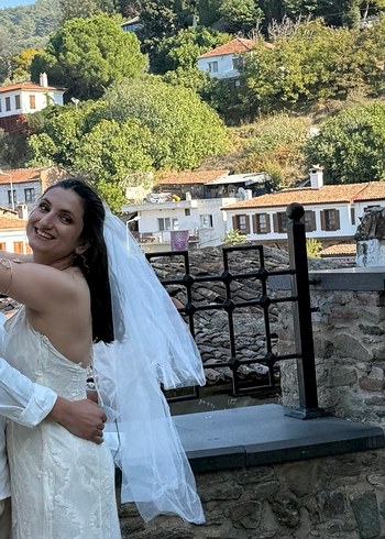 Bohem Tarz Beyaz Uzun Gelinlik - Görsel 2