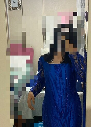 Mavi taşlı balık elbise