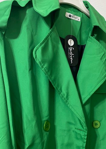 Düğmeli Yeşil Midi Trençkot - Görsel 4