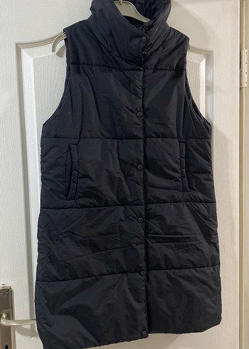 Düğmeli Siyah Midi Kadın Yelek - Görsel 2