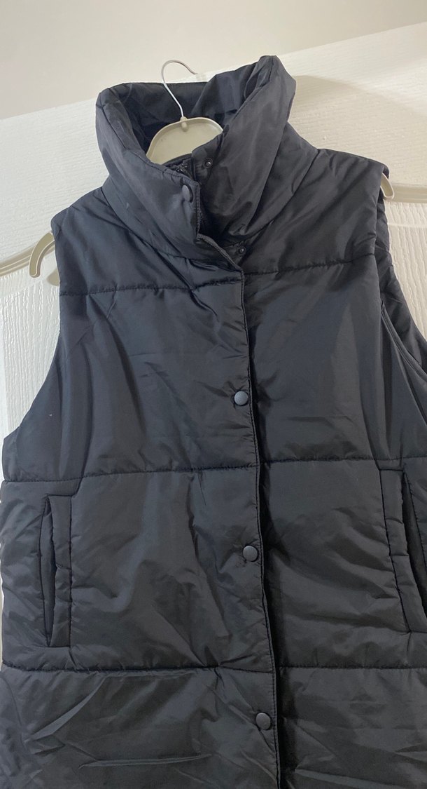 Düğmeli Siyah Midi Kadın Yelek - Görsel 3