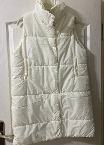 Beyaz Düğmeli Kadın Şişme Yelek - Görsel 2