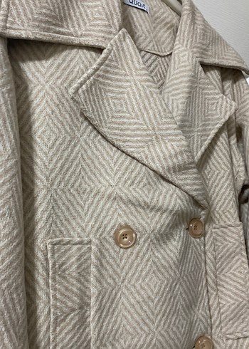 Bej Düğmeli Kadın Midi Kaban - Görsel 2