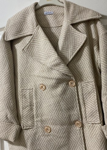 Bej Düğmeli Kadın Midi Kaban - Görsel 3