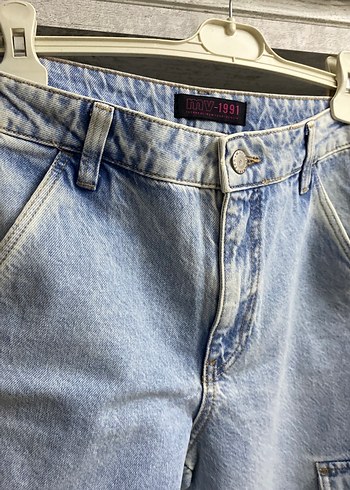 Gri Mavi Bağcıklı Salaş Kadın Kot Pantolon - Görsel 2