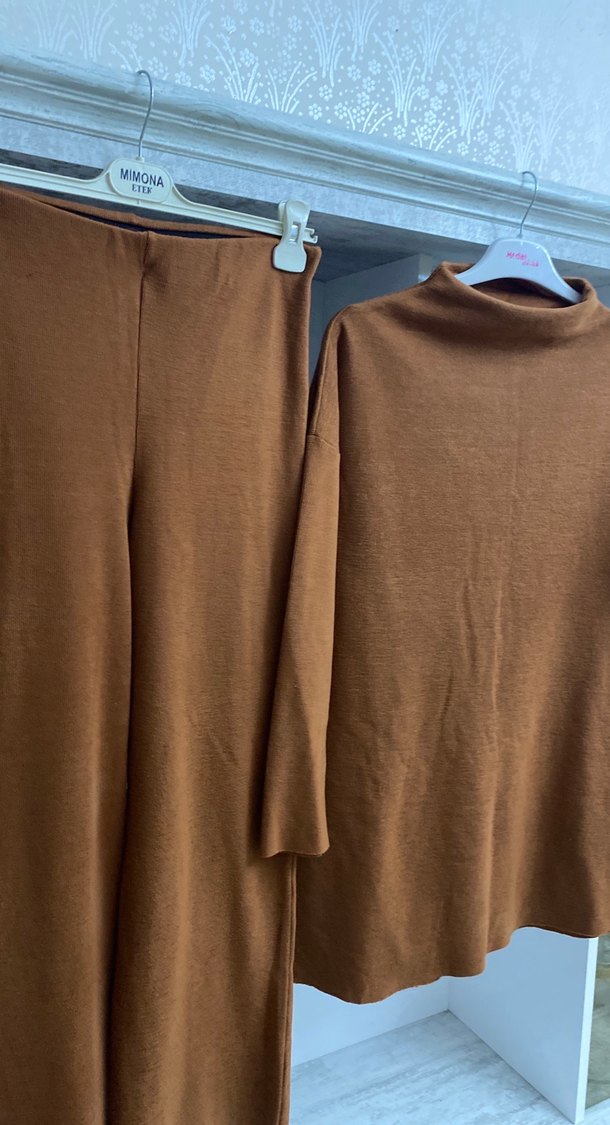 Kadın Kahverengi Süet Triko Uzun Elbise - Görsel 3