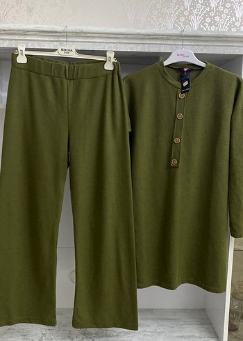 Kadın Haki Düğmeli Rahat Takım - Görsel 2