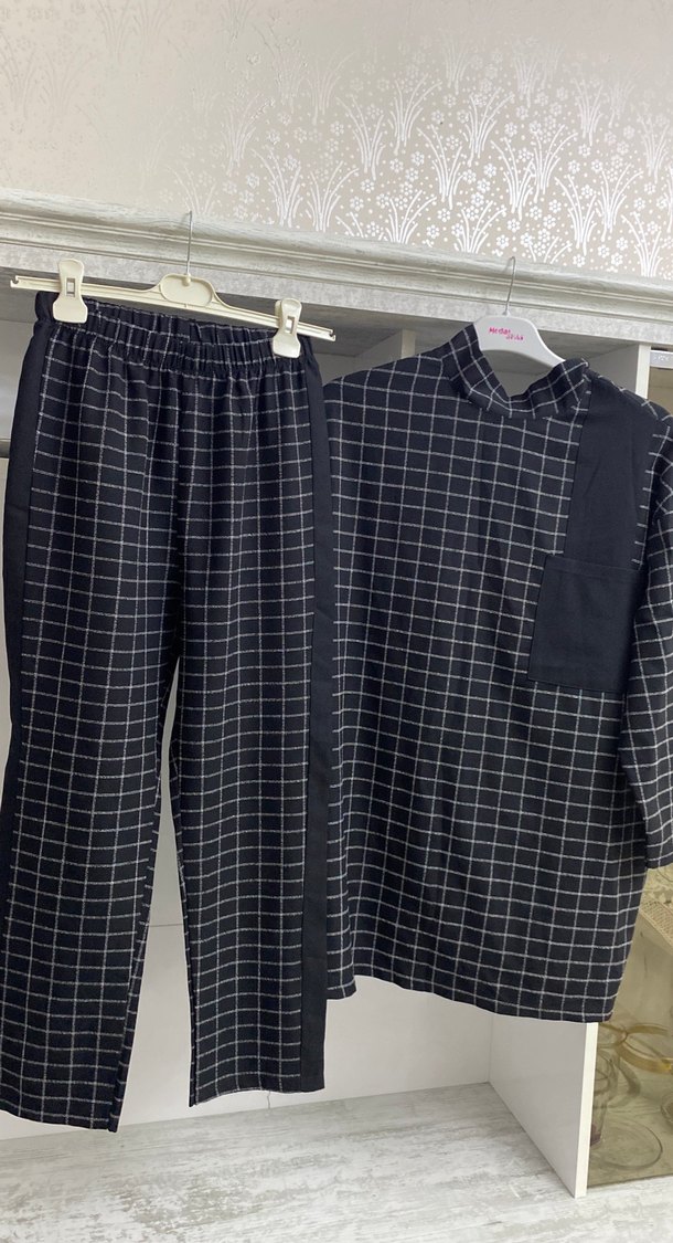 Erkek Siyah Kareli Uzun Kollu Pijama Takımı - Görsel 3