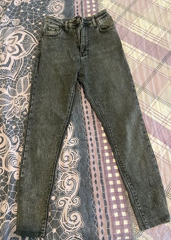 Diğer Koyu Gri Yuksek Bel Denim Jean