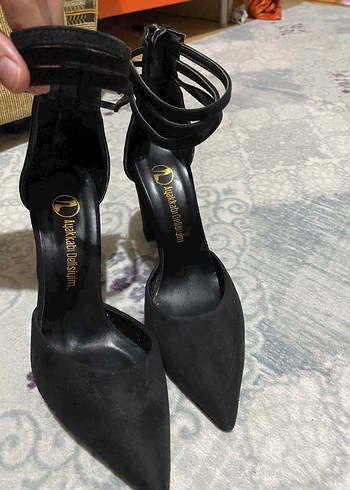 38 Beden Siyah Süet Stiletto Topuklu Kadın Ayakkabı