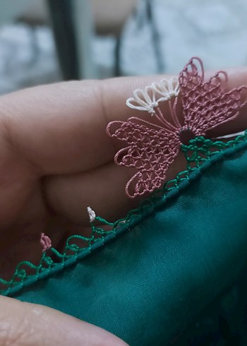 iğne oyası el emeği Boncuk İşlemeli Beyaz Kadın Fular - Görsel 2