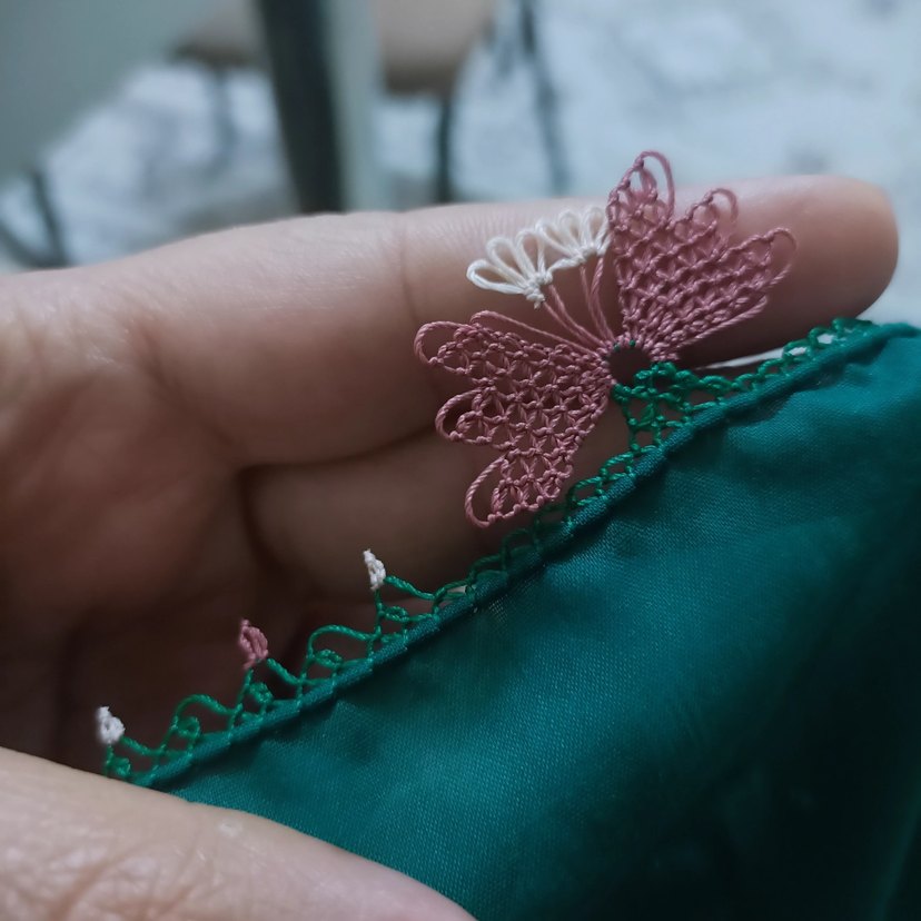 iğne oyası el emeği Boncuk İşlemeli Beyaz Kadın Fular - Görsel 2