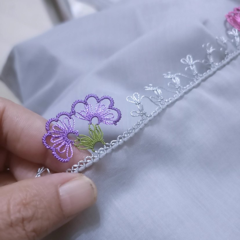 iğne oyası el emeği Boncuk İşlemeli Beyaz Kadın Fular - Görsel 4