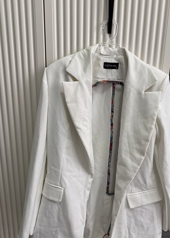 Kadın Beyaz Pamuklu Regular Fit Blazer - Görsel 2